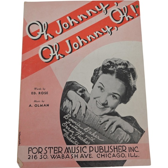Vintage 1917 Oh Johnny Oh Johnny Oh Sheet Music by Ed Rose and A Olman - Picture 1 of 5
